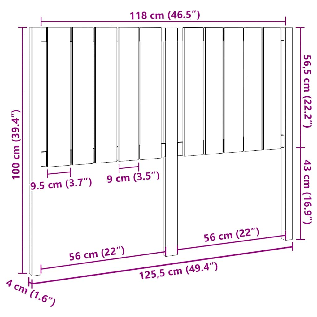 Tăblie de pat, maro miere, 125,5x4x100 cm, lemn masiv de pin GartenMobel Dekor