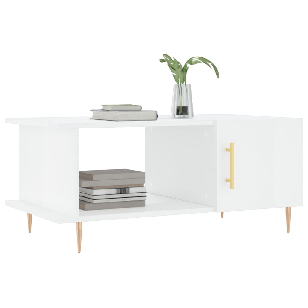 Măsuță de cafea, alb extralucios, 90x50x40 cm, lemn compozit GartenMobel Dekor