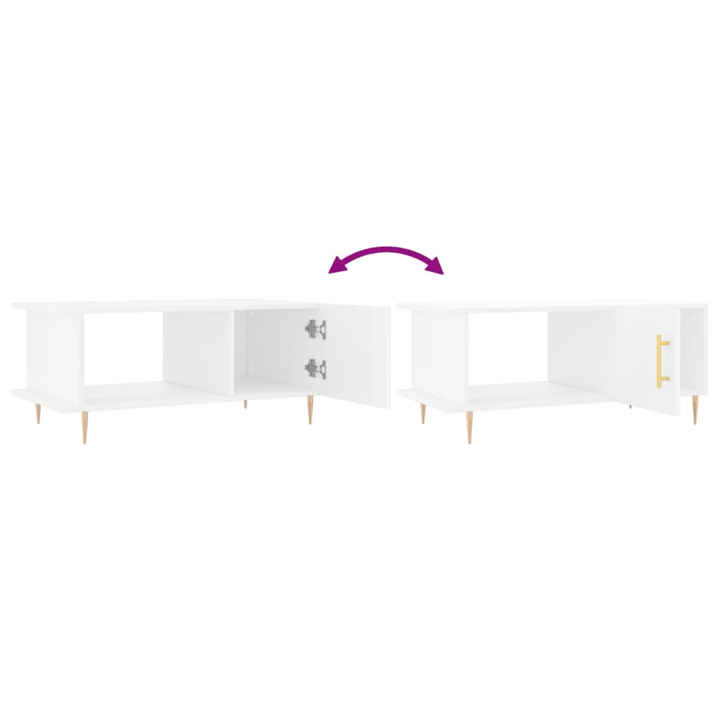 Măsuță de cafea, alb extralucios, 90x50x40 cm, lemn compozit GartenMobel Dekor