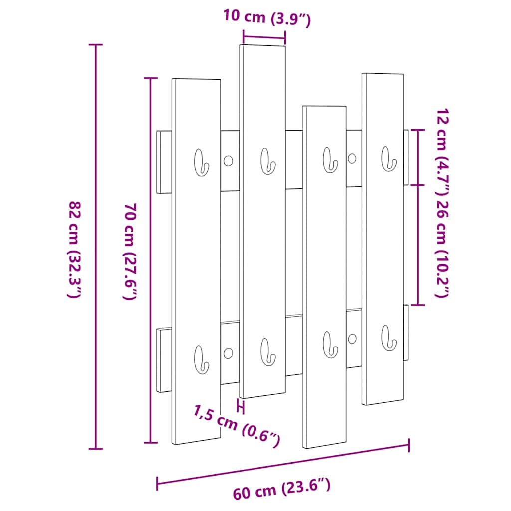 Răcător de paltoane montat pe perete Pe perete Stejar Negru GartenMobel Dekor