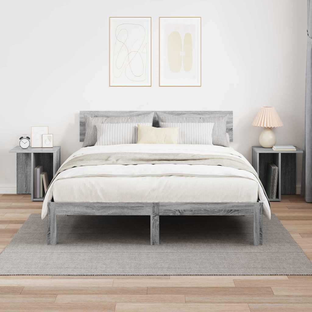 Masă laterală 2 pcs Gri Sonoma 37 x 32 x 40 cm Lemn compozit GartenMobel Dekor