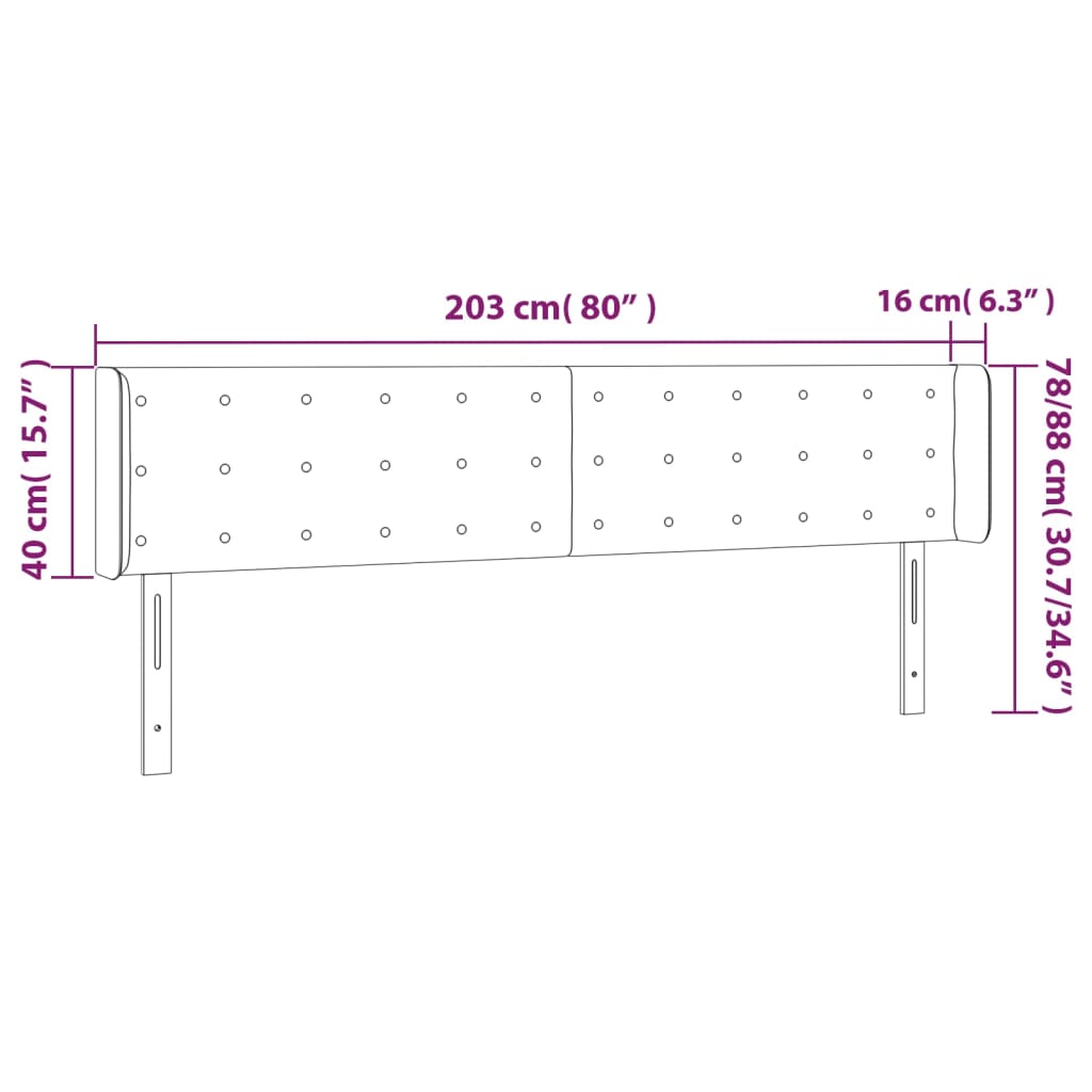 Tăblie de pat cu aripioare crem 203x16x78/88 cm piele ecologică GartenMobel Dekor
