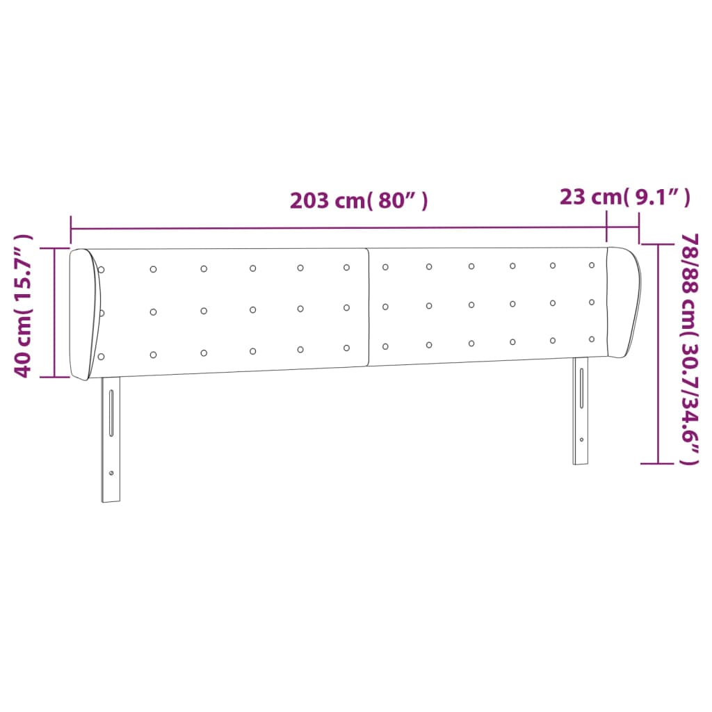 Tăblie de pat cu aripioare crem 203x23x78/88 cm piele ecologică GartenMobel Dekor