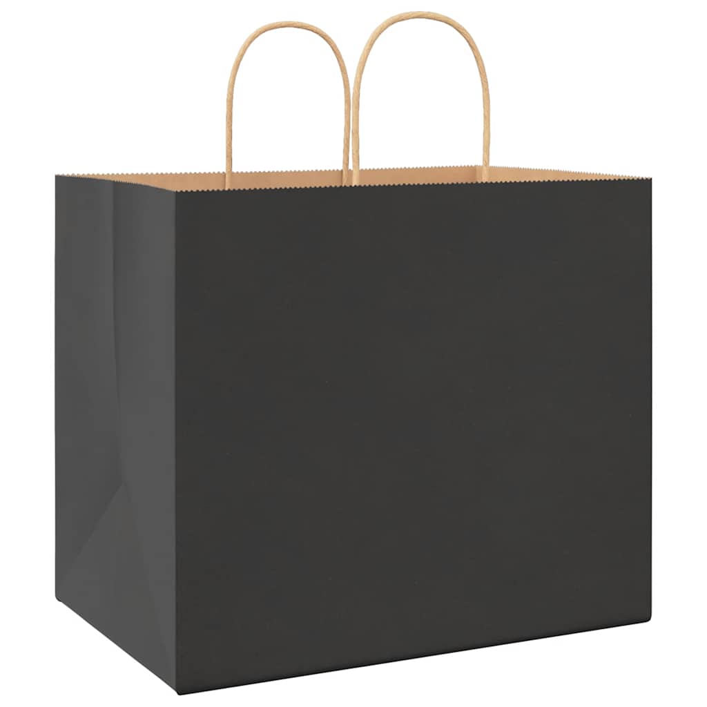 Pungi de hârtie 250 buc cu mânere negre 32x22x28 cm GartenMobel Dekor