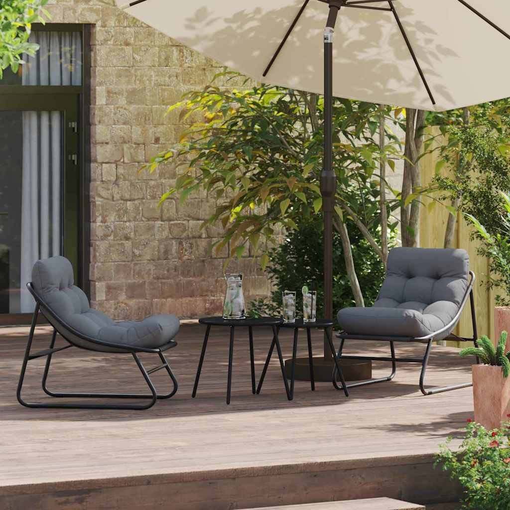 Mobilier de grădină cu pernă 2 pcs Negru 81 x 60.5 x 71 cm GartenMobel Dekor