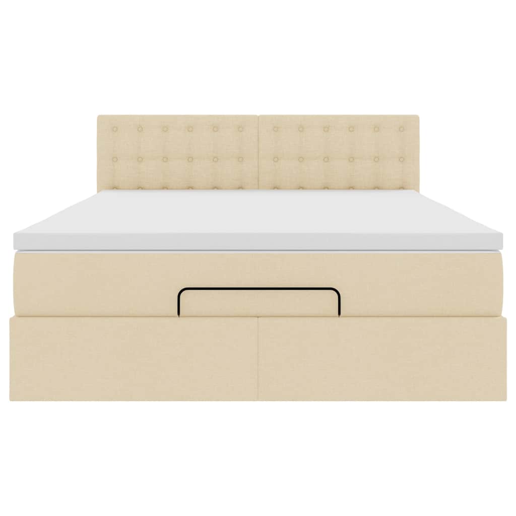 Pat otoman cu saltea și LED-uri crem 140x200 cm țesătură GartenMobel Dekor