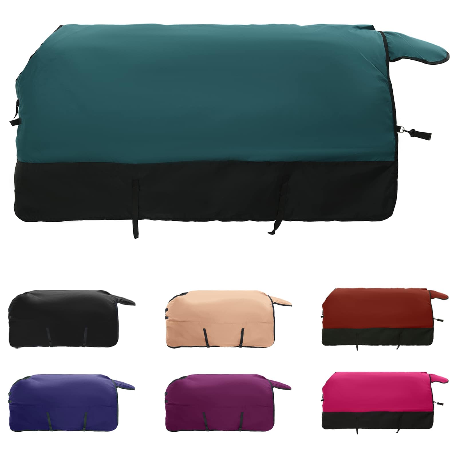 Pătură pentru cai Verde închis și negru 165 cm Poliester GartenMobel Dekor