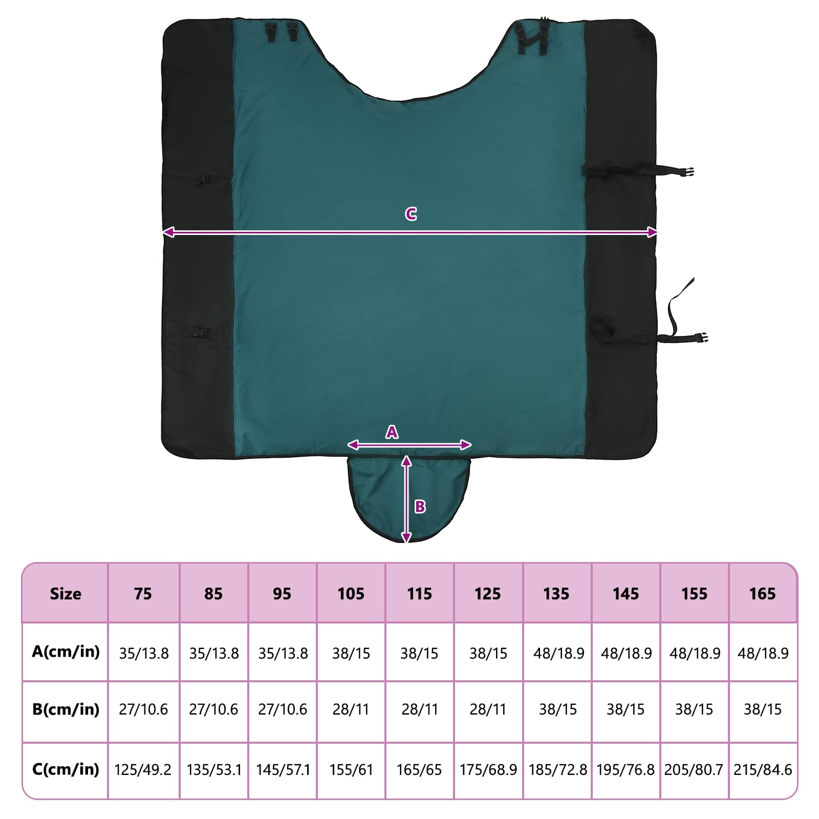 Pătură pentru cai Verde închis și negru 165 cm Poliester GartenMobel Dekor