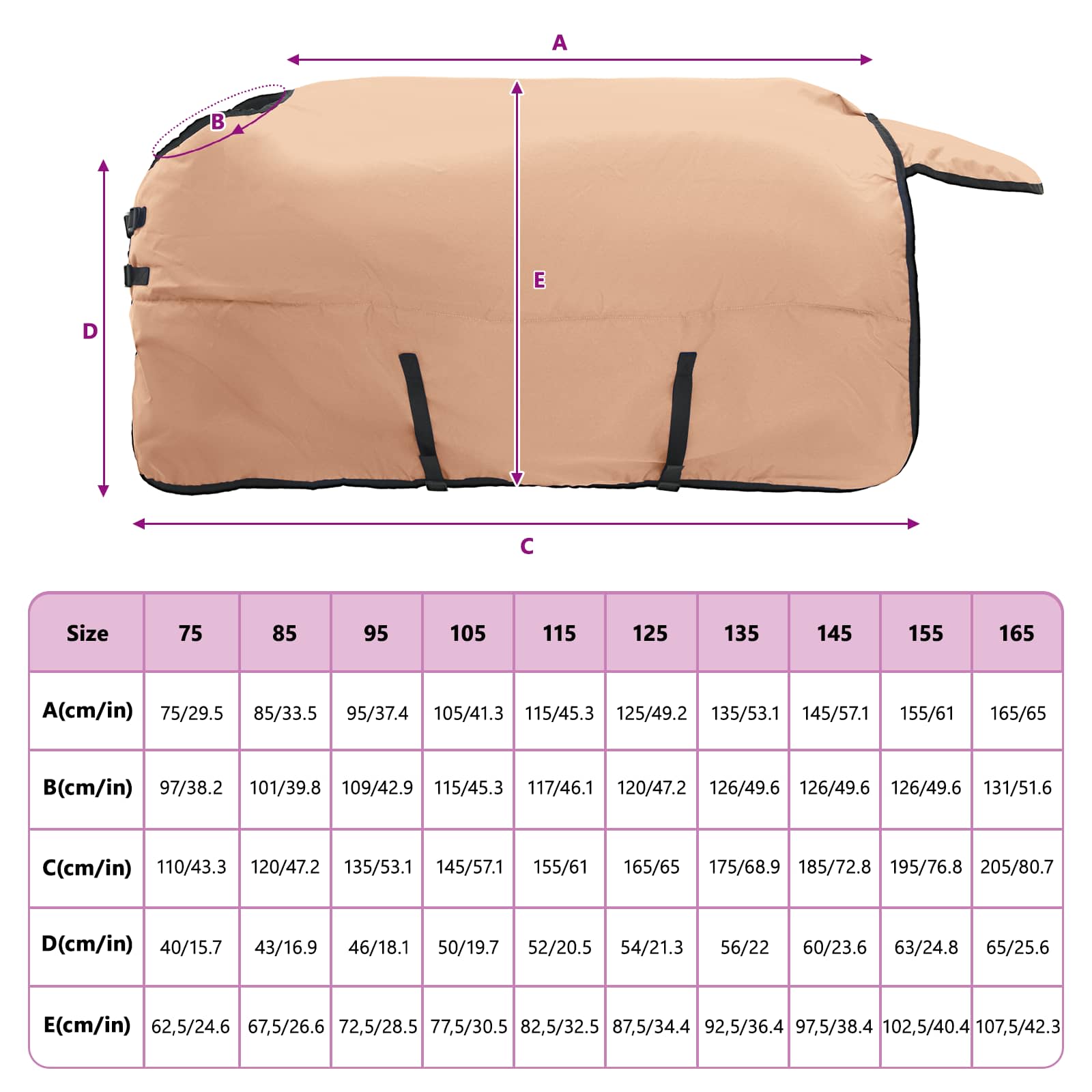 Pătură pentru cai Cappuccino 125 cm Poliester GartenMobel Dekor