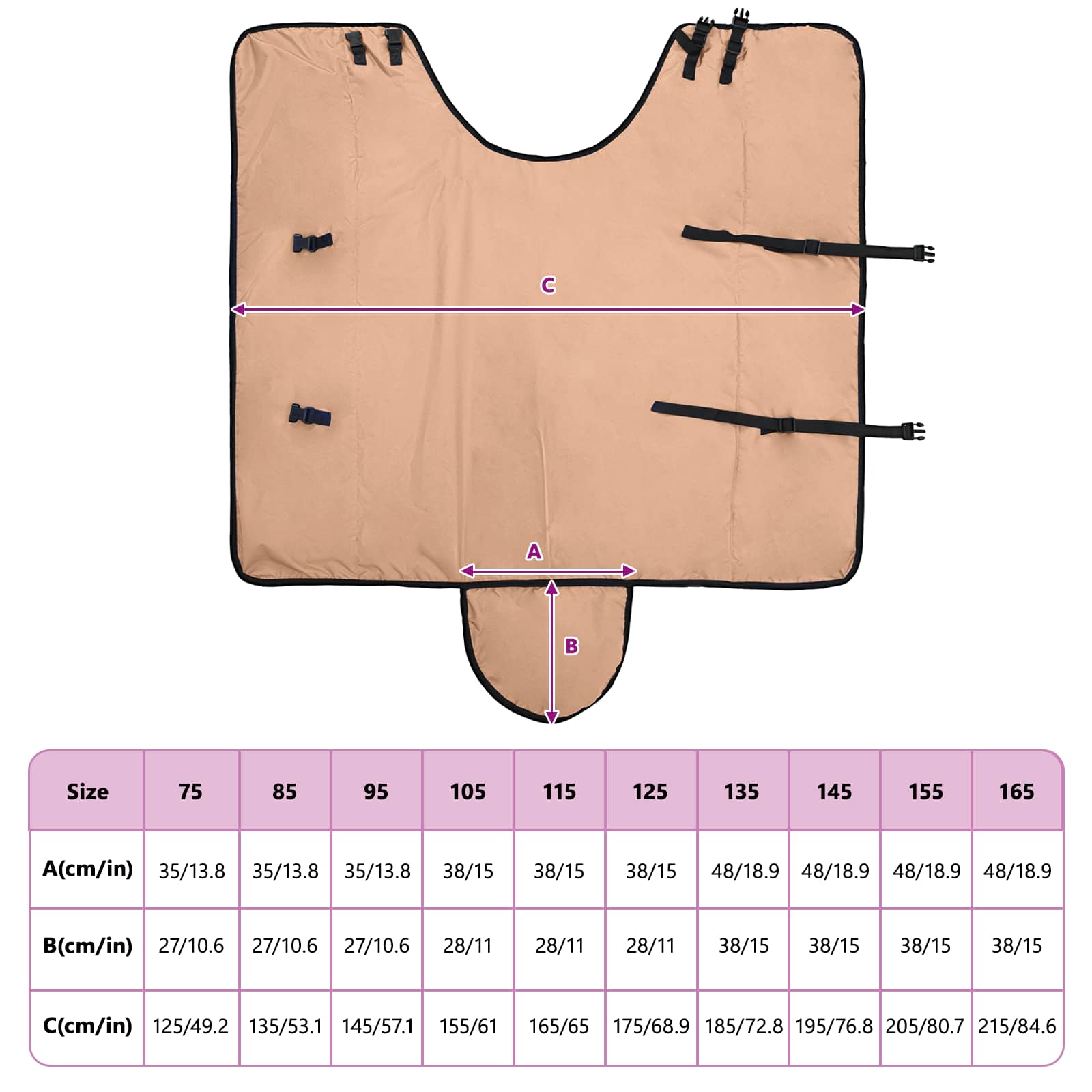 Pătură pentru cai Cappuccino 125 cm Poliester GartenMobel Dekor