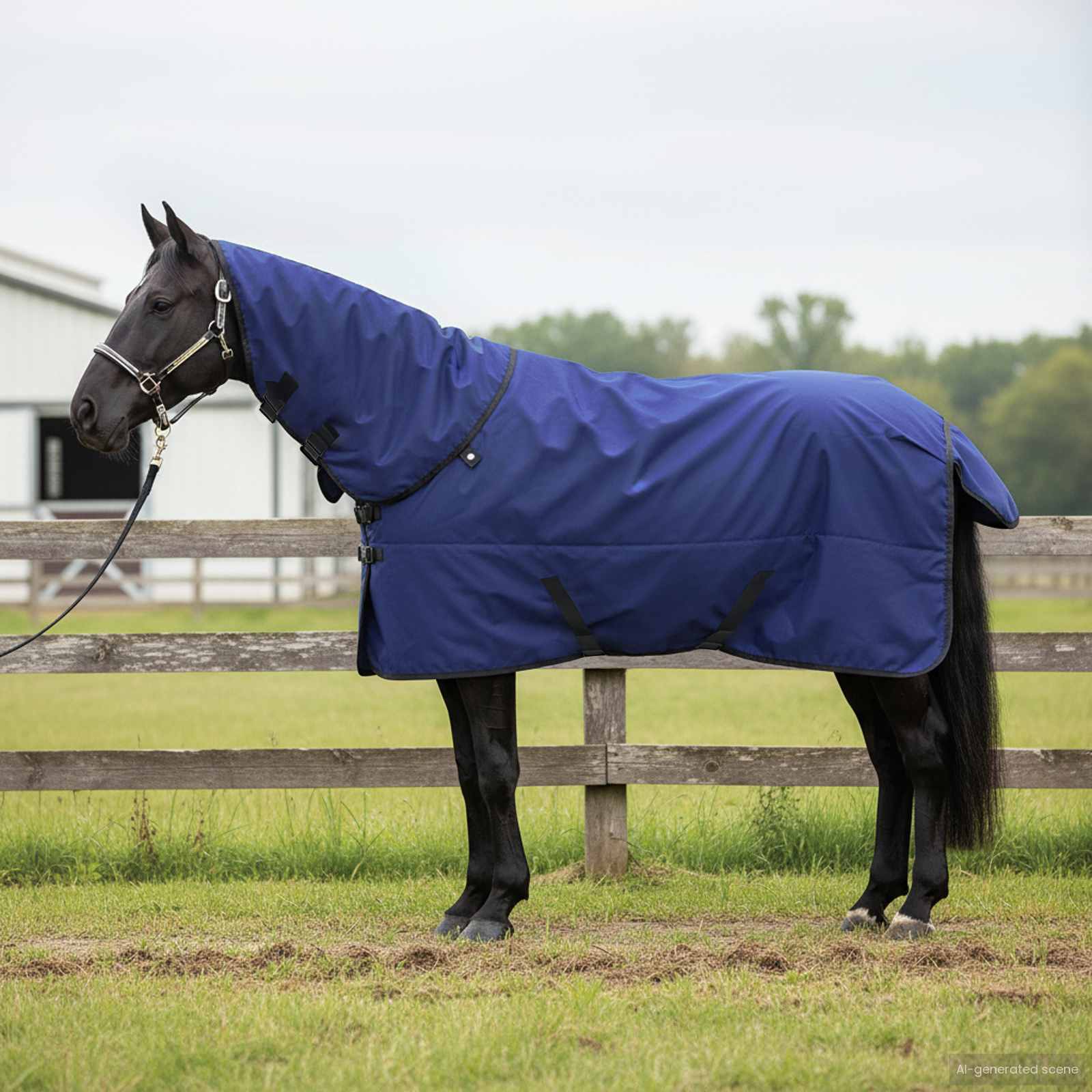 Pătură pentru cai Verde închis și negru 105 cm Poliester GartenMobel Dekor