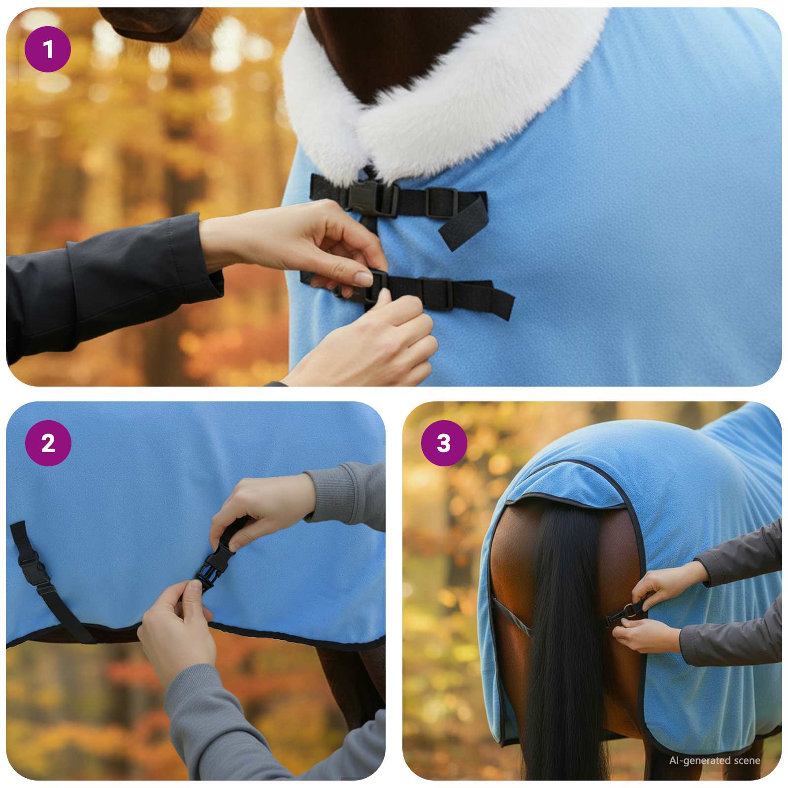 Pătură pentru cai Aqua complet 105 cm Fleece polar GartenMobel Dekor