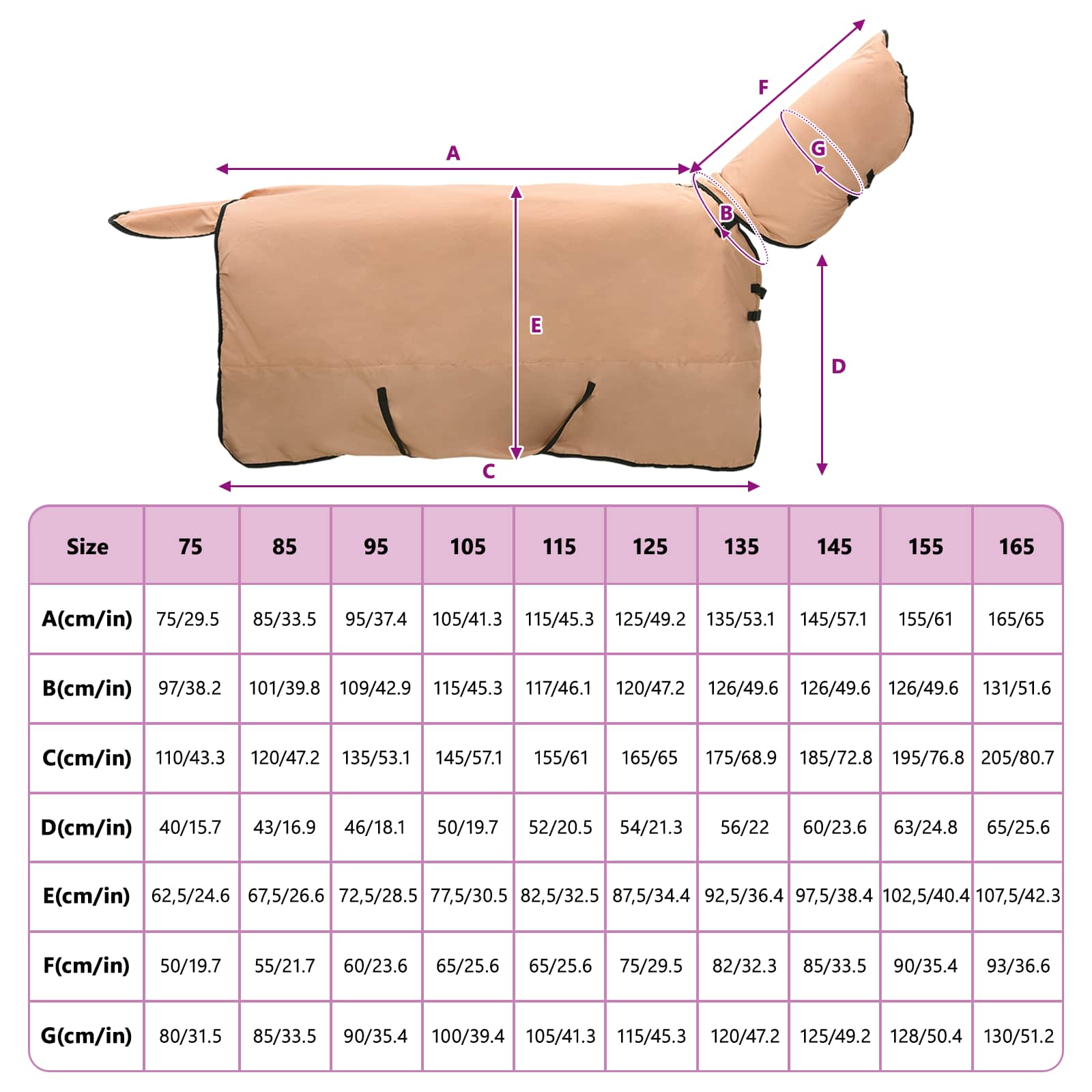 Pătură pentru cai Cappuccino 115 cm Poliester GartenMobel Dekor