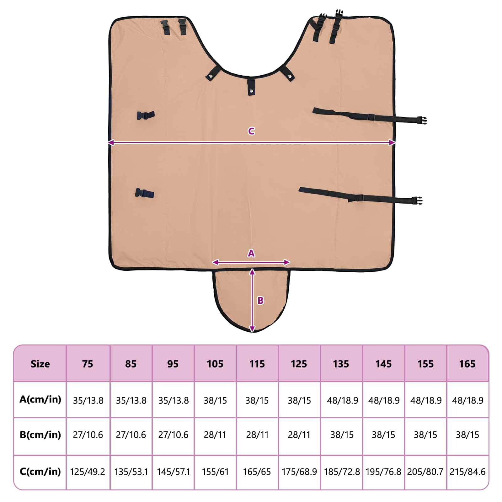 Pătură pentru cai Cappuccino 125 cm Poliester GartenMobel Dekor
