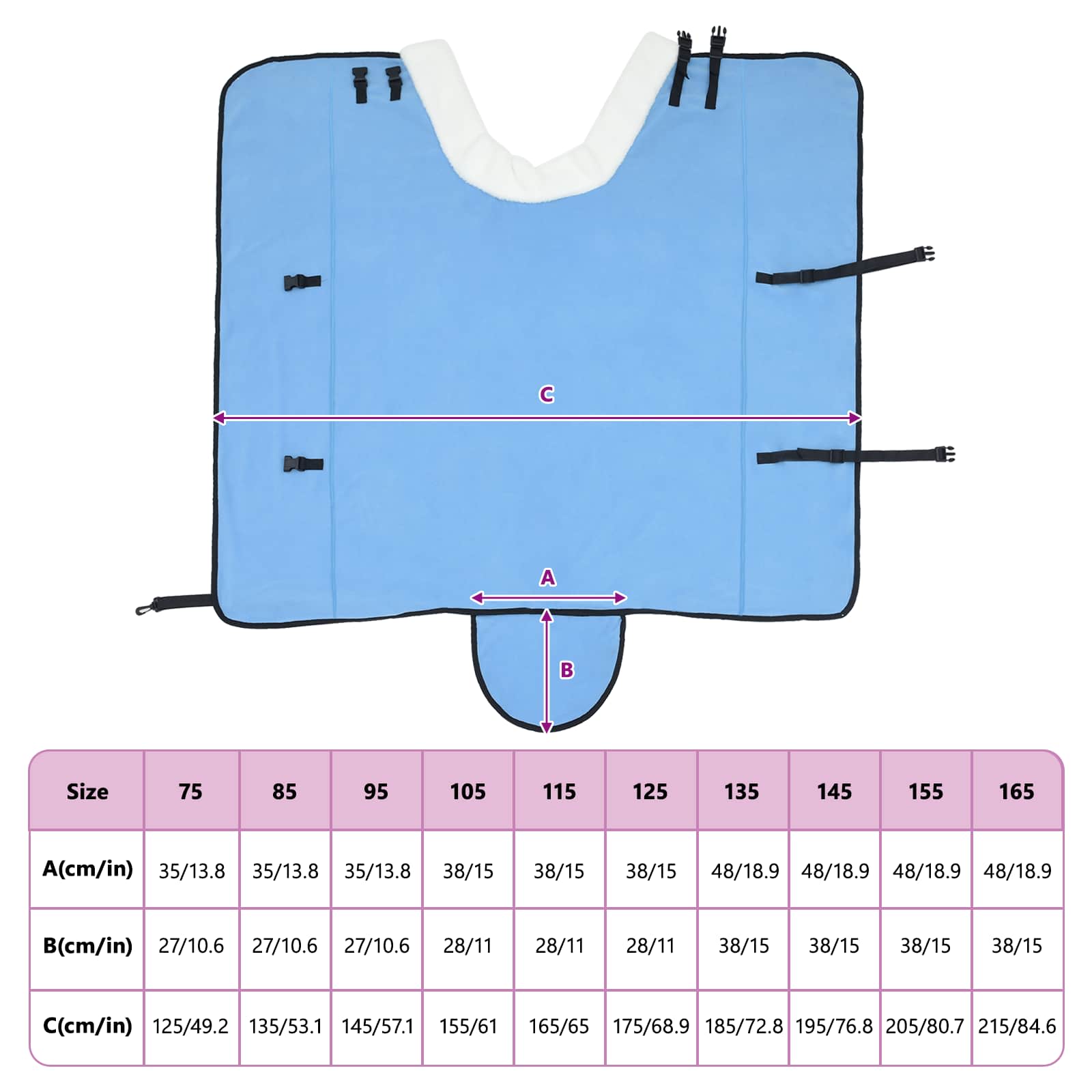 Pătură pentru cai Aqua complet 155 cm Fleece polar GartenMobel Dekor