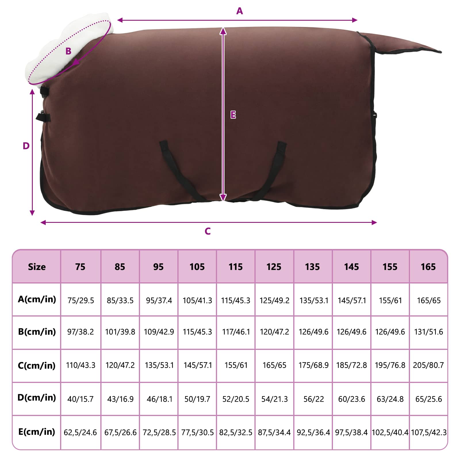 Pătură pentru cai Maro Întunecat Complet 105 cm Fleece polar GartenMobel Dekor