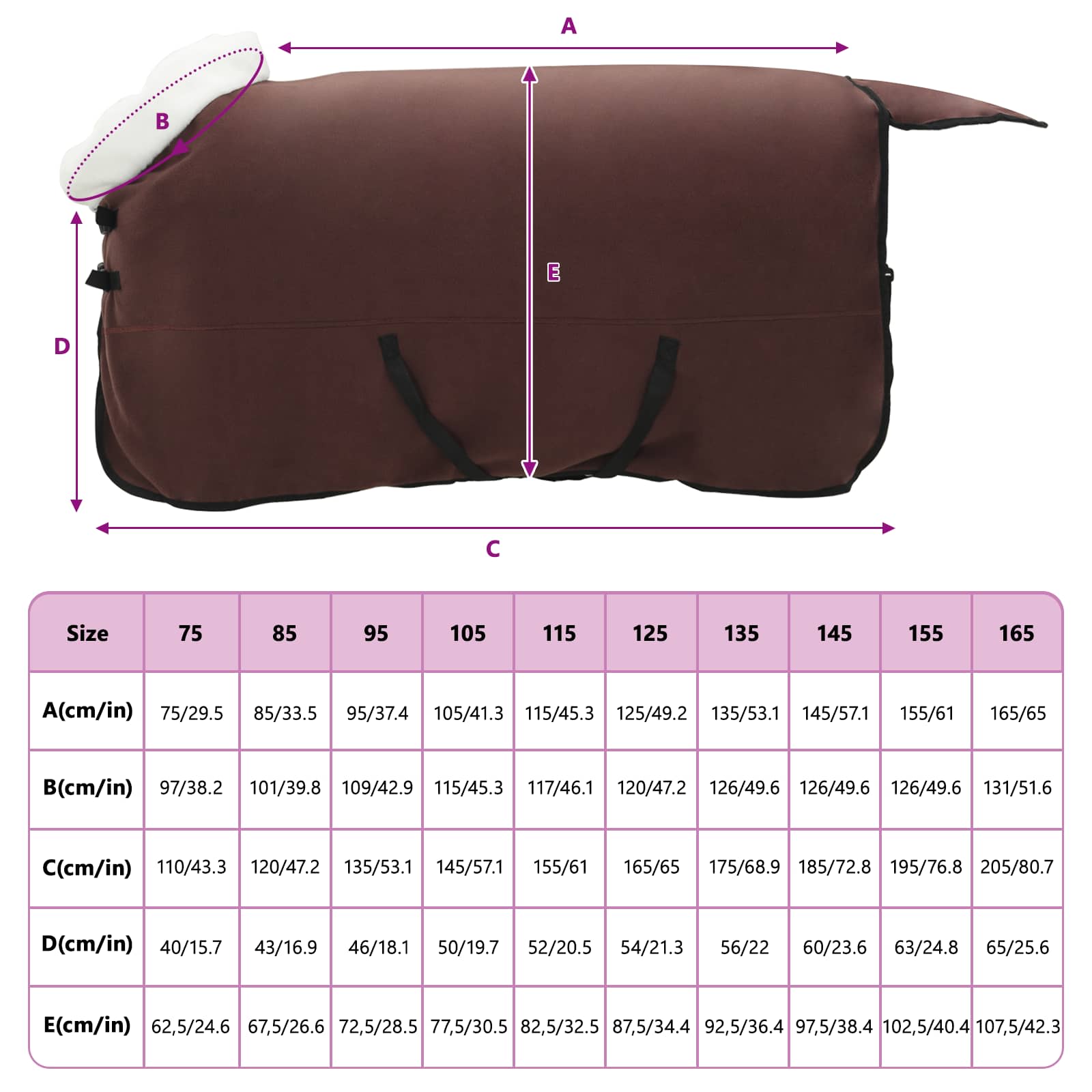 Pătură pentru cai Maro Întunecat Complet 165 cm Fleece polar GartenMobel Dekor