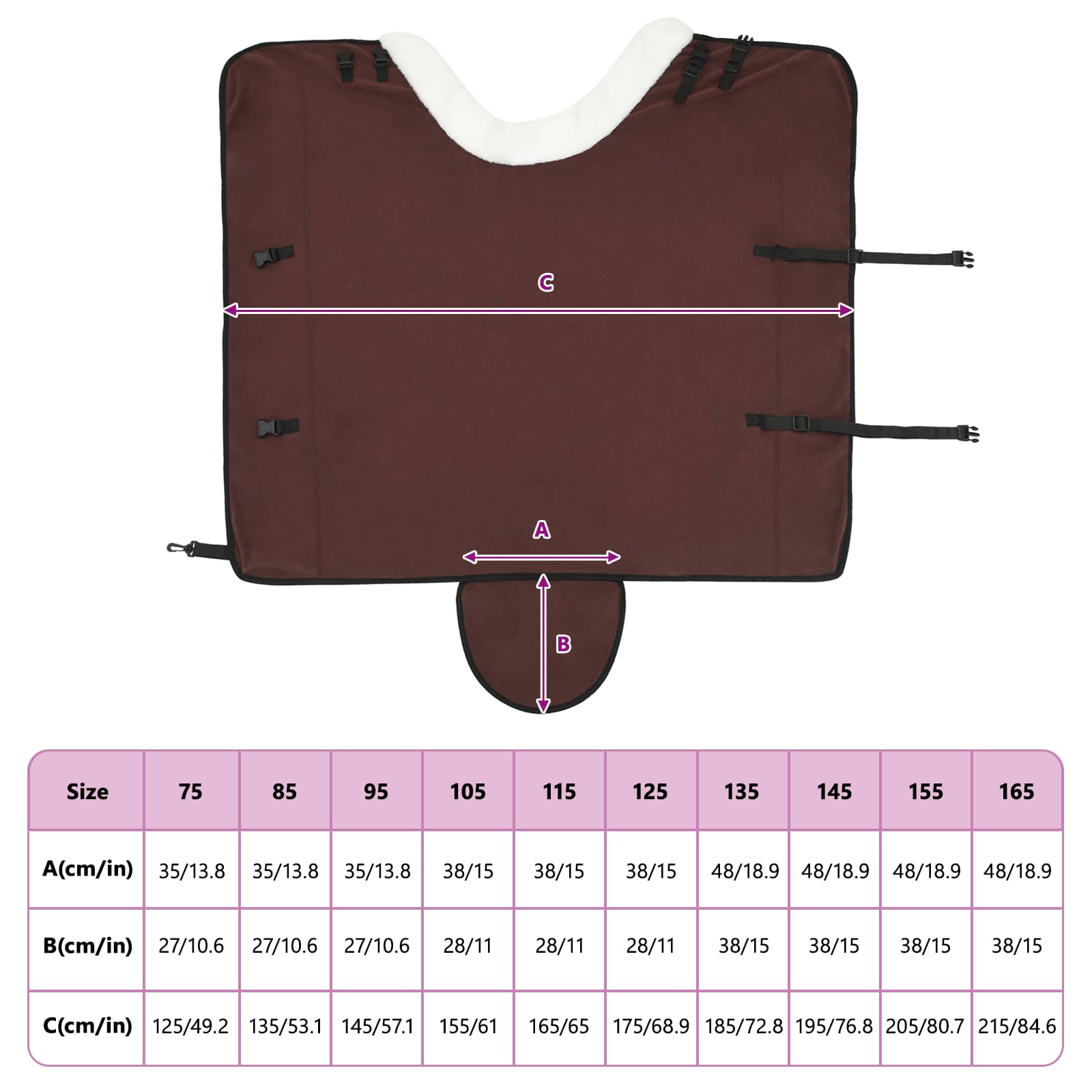 Pătură pentru cai Maro Întunecat Complet 165 cm Fleece polar GartenMobel Dekor