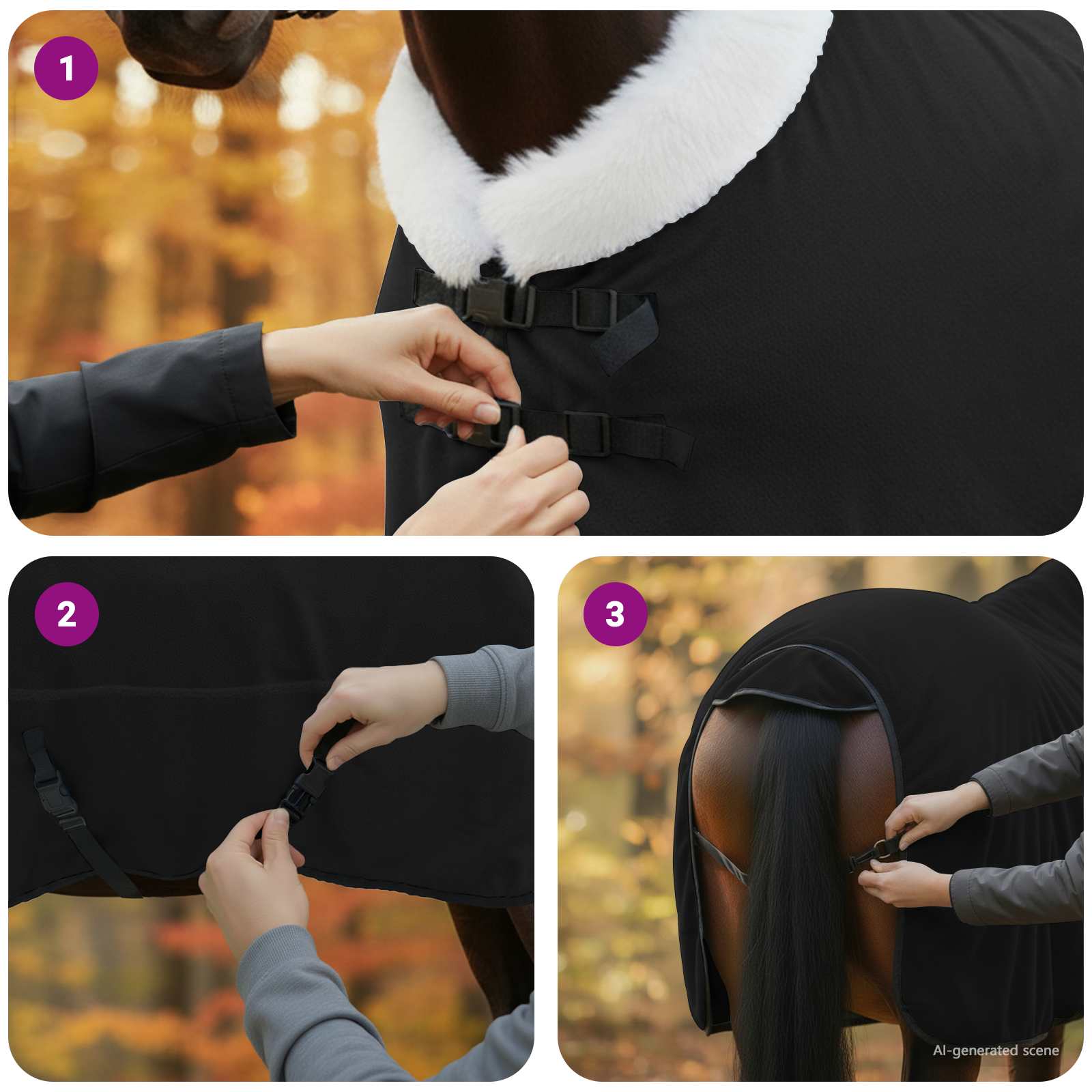 Pătură pentru cai Negru 135 cm Fleece polar GartenMobel Dekor