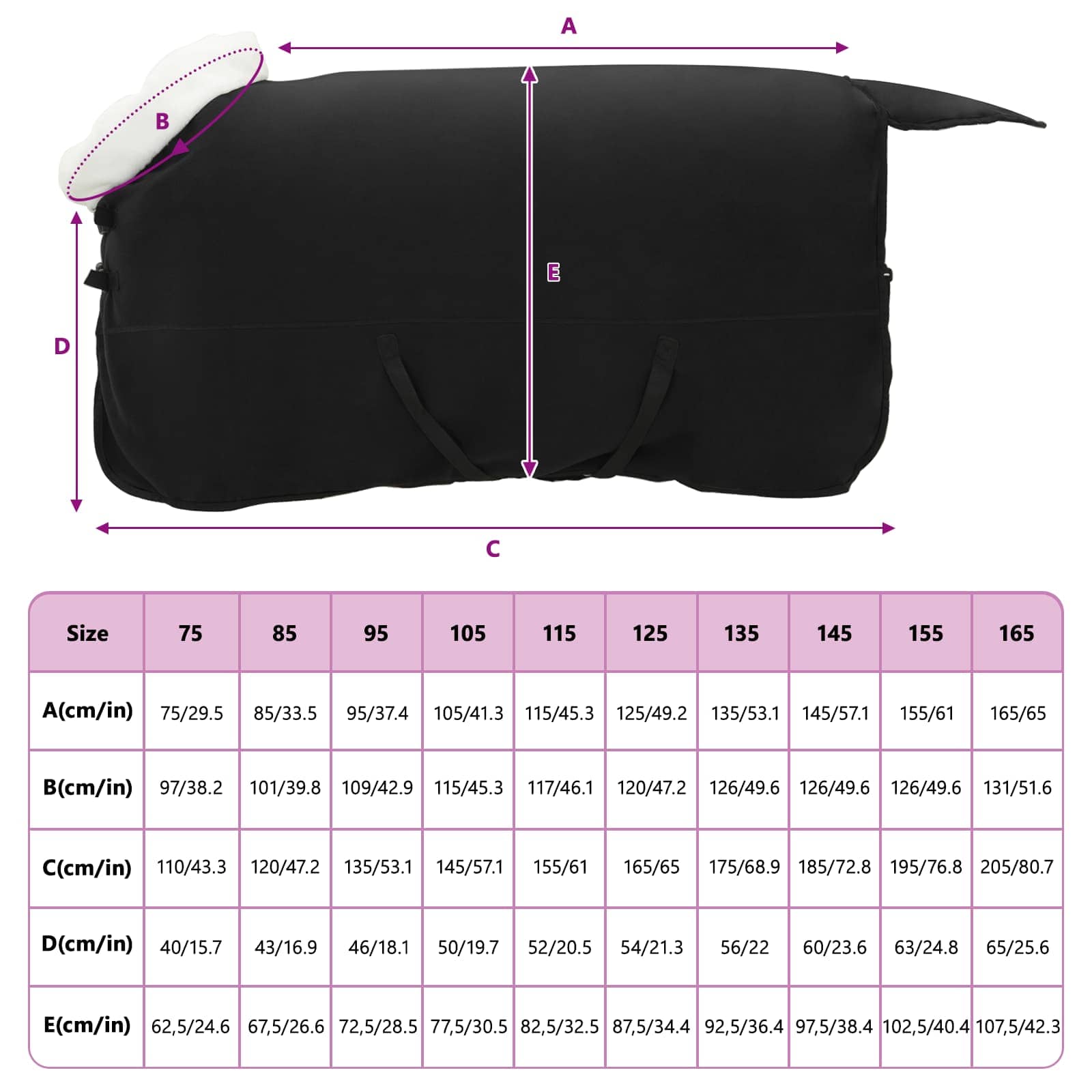 Pătură pentru cai Negru 135 cm Fleece polar GartenMobel Dekor