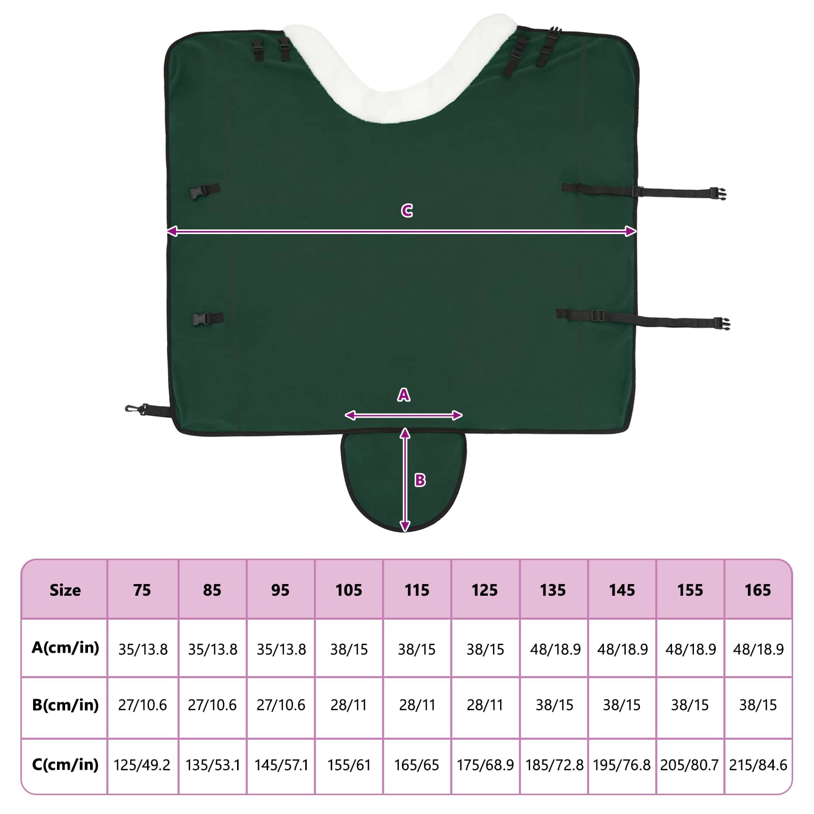 Pătură pentru cai Verde închis complet 135 cm Fleece polar GartenMobel Dekor