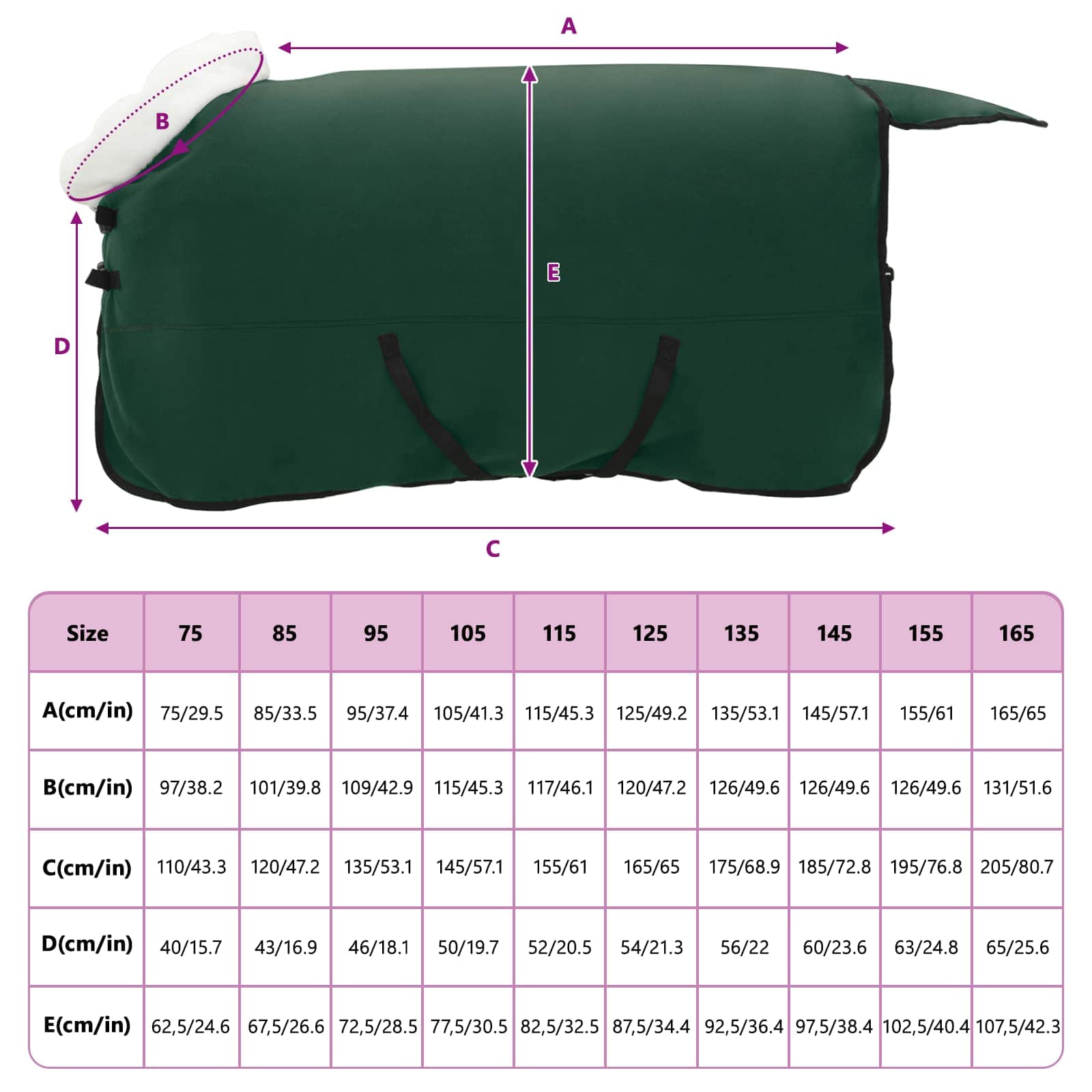 Pătură pentru cai Verde închis complet 135 cm Fleece polar GartenMobel Dekor