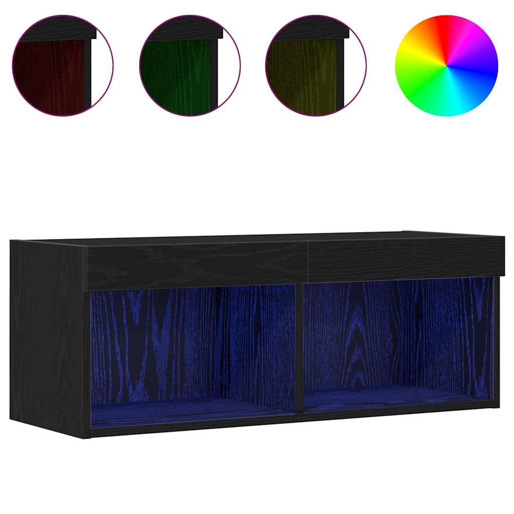 Set comodă TV 2 pcs Stejar negru 80 x 30 x 30 cm Lemn compozit GartenMobel Dekor