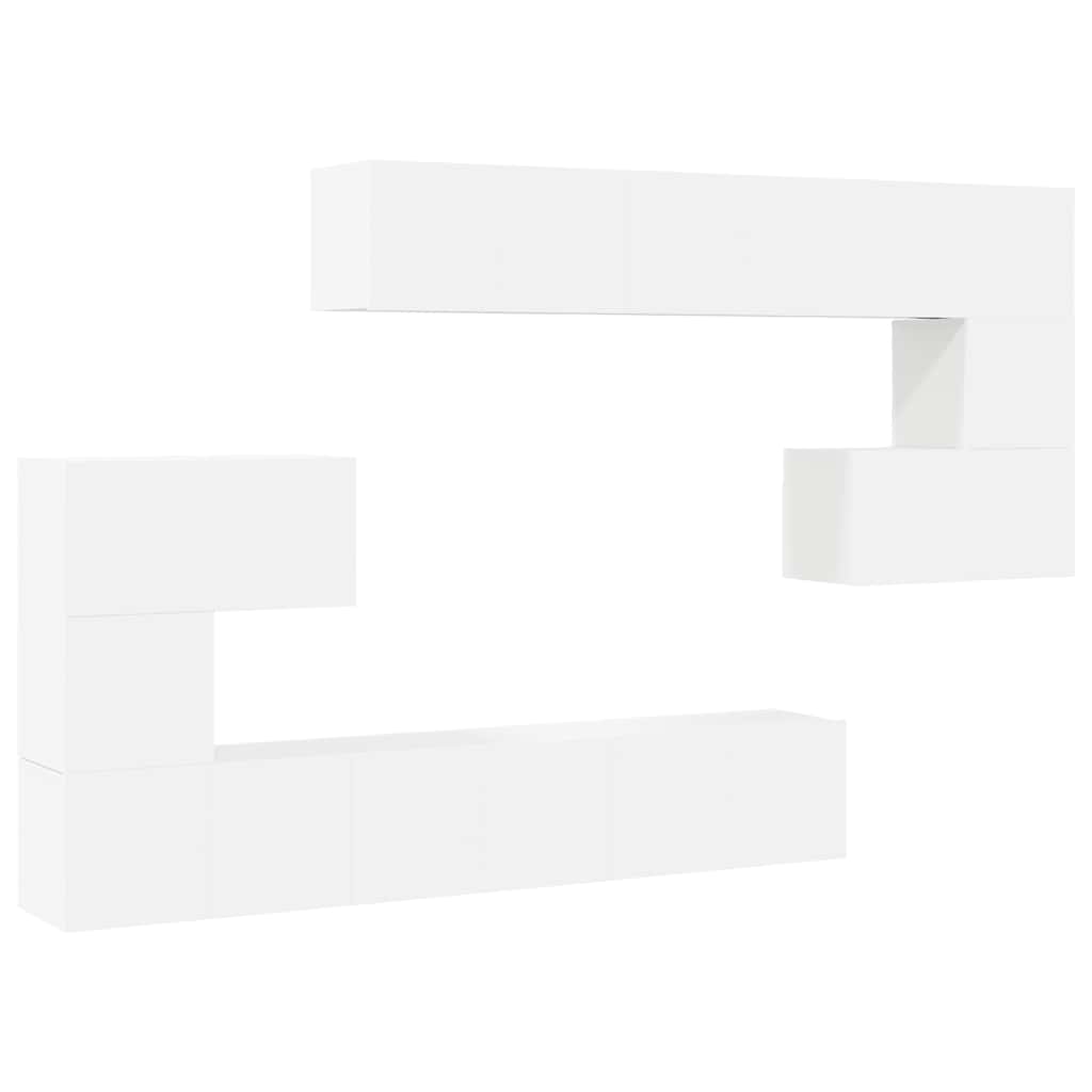 Set dulapuri TV, 10 piese, alb, lemn prelucrat GartenMobel Dekor