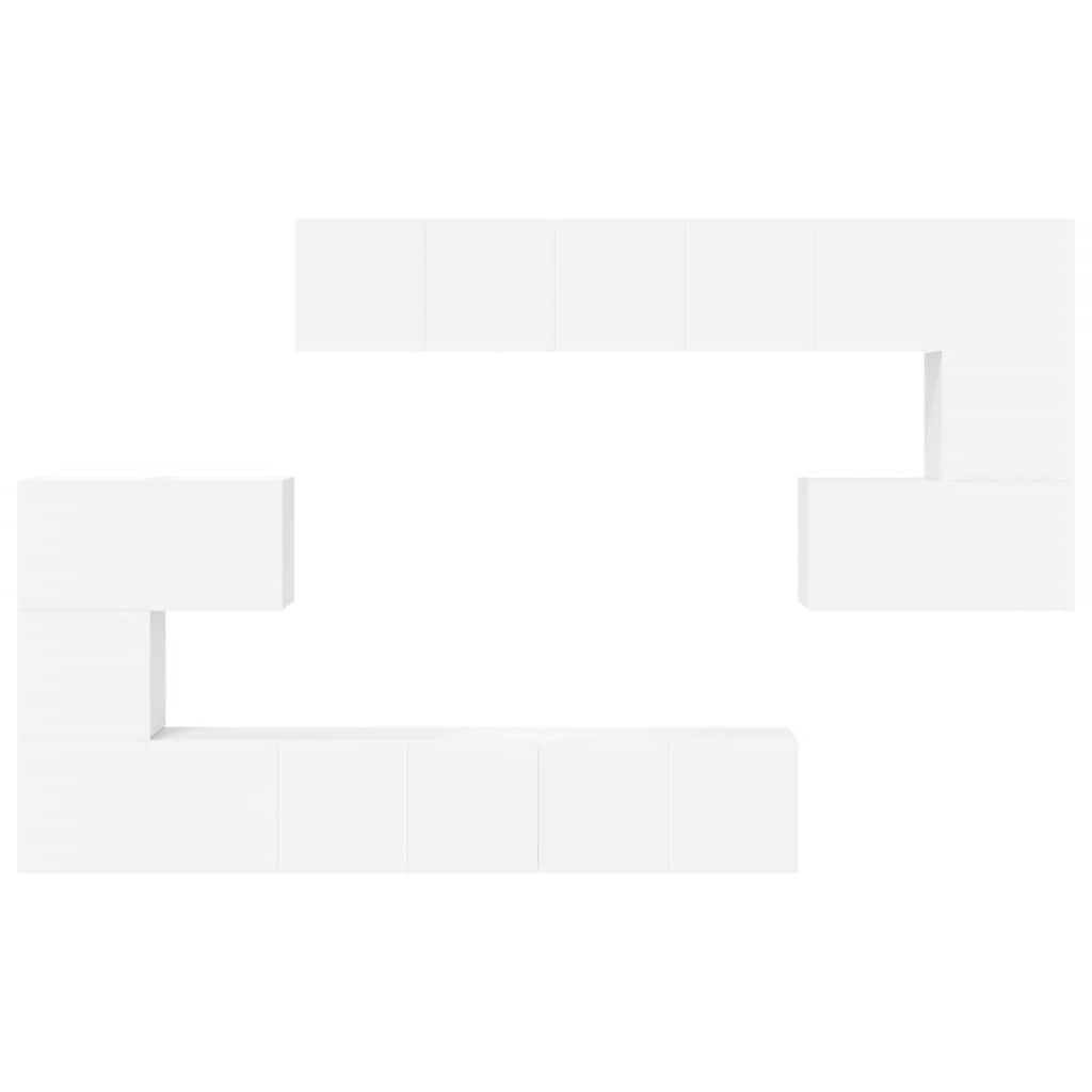 Set dulapuri TV, 10 piese, alb, lemn prelucrat GartenMobel Dekor