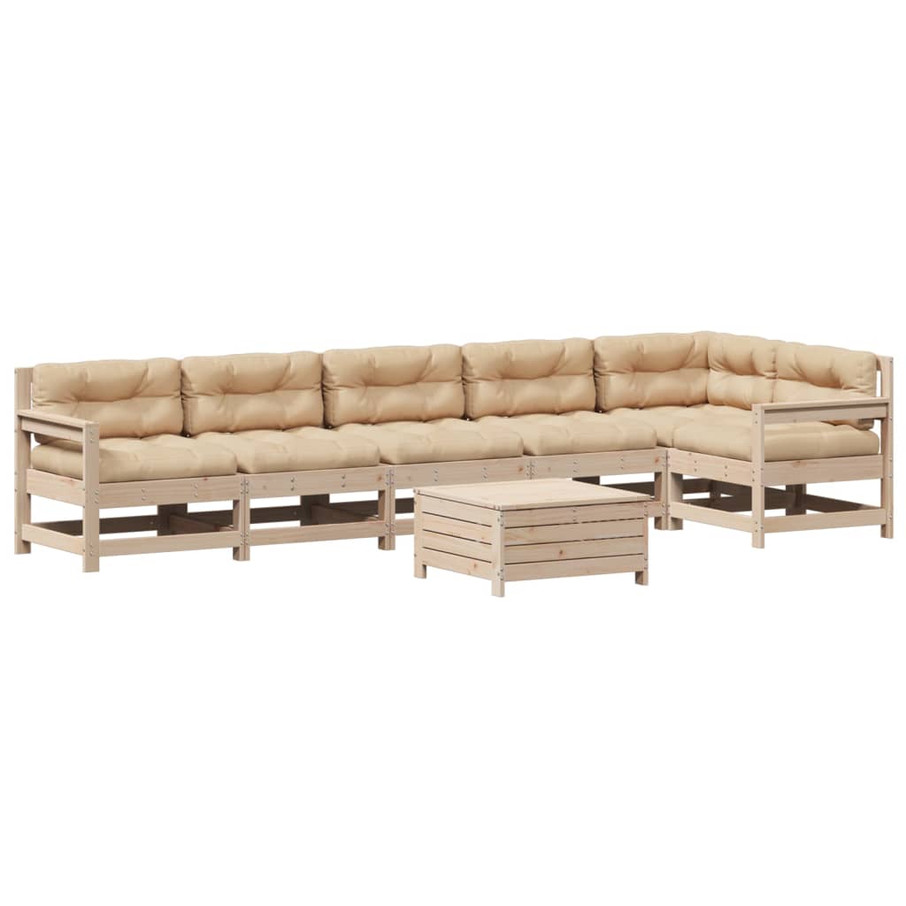 Set mobilier de grădină cu perne, 7 piese, lemn masiv de pin GartenMobel Dekor