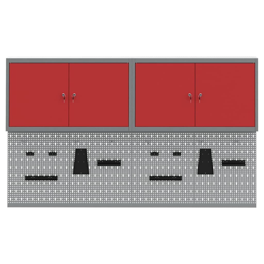 Set dulap de unelte 6 pcs Roșu Oțel vopsit electrostatic GartenMobel Dekor