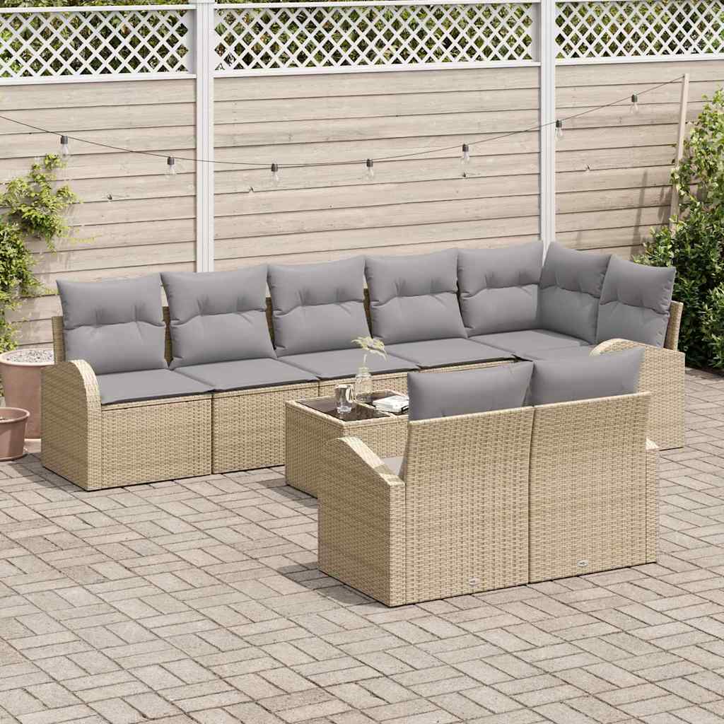 Set de canapea cu pernă 9 pcs Bej și gri deschis poliratan GartenMobel Dekor