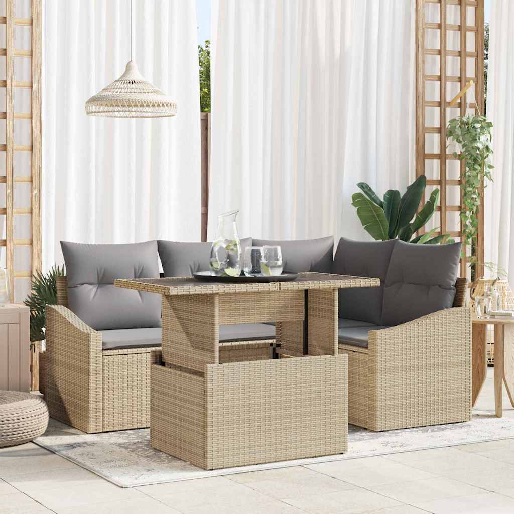 Set de canapele pentru grădină 5 pcs Beige și gri deschis GartenMobel Dekor