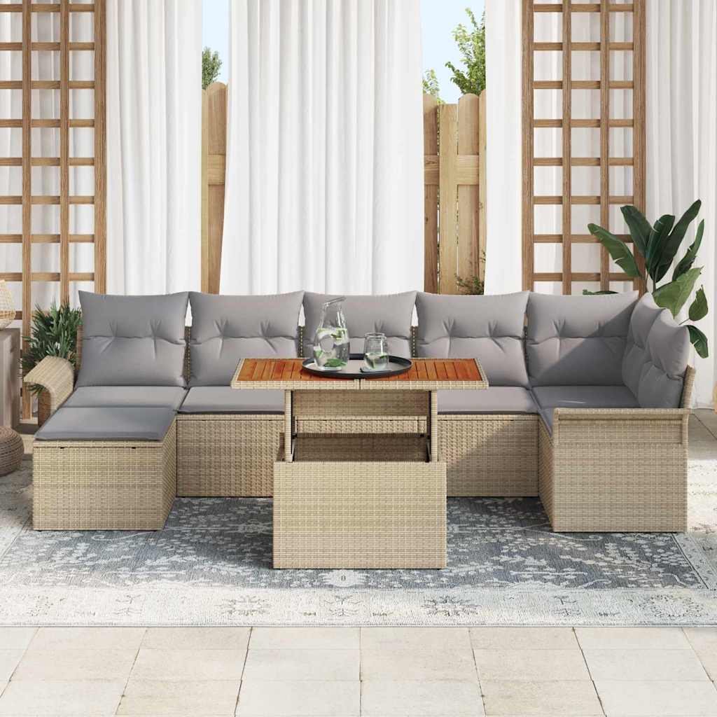 Set de canapele pentru grădină 8 pcs Bej Rattan poli GartenMobel Dekor