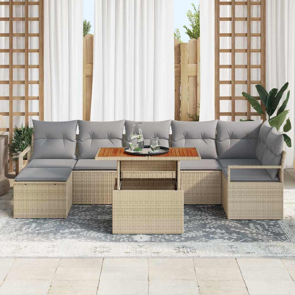 Set de canapele pentru grădină 8 pcs Bej Rattan poli GartenMobel Dekor