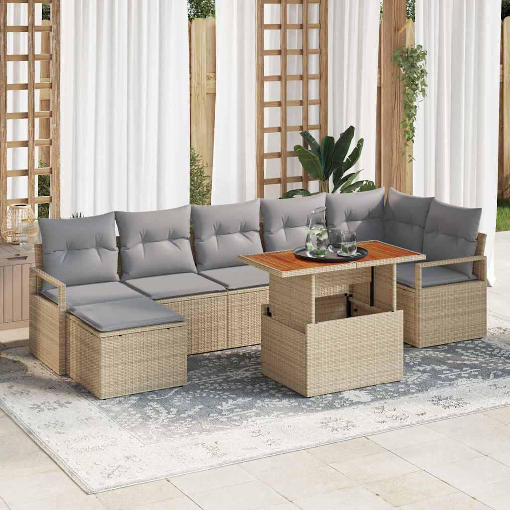 Set de canapele pentru grădină 8 pcs Bej Rattan poli GartenMobel Dekor