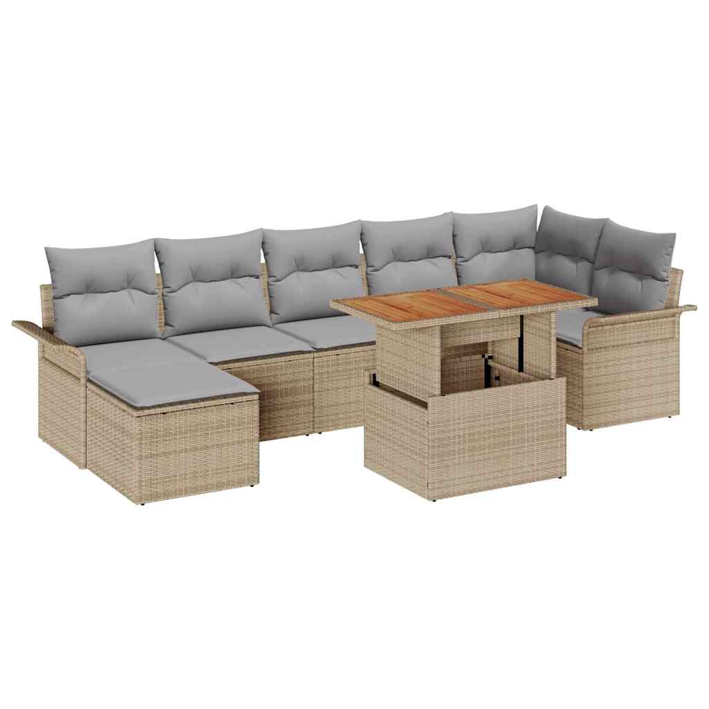 Set de canapele pentru grădină 8 pcs Bej Rattan poli GartenMobel Dekor