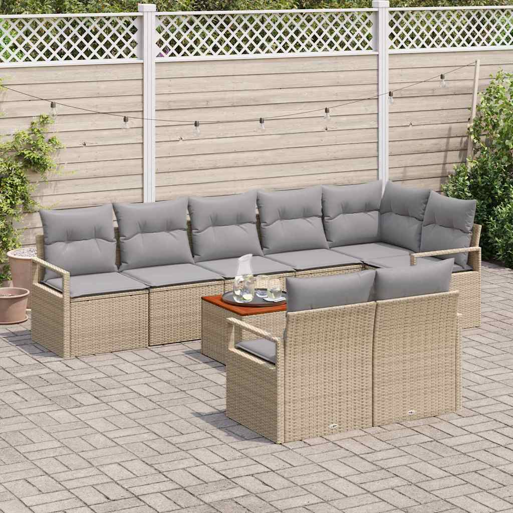 Set de canapele pentru grădină 9 pcs bej și gri deschis GartenMobel Dekor