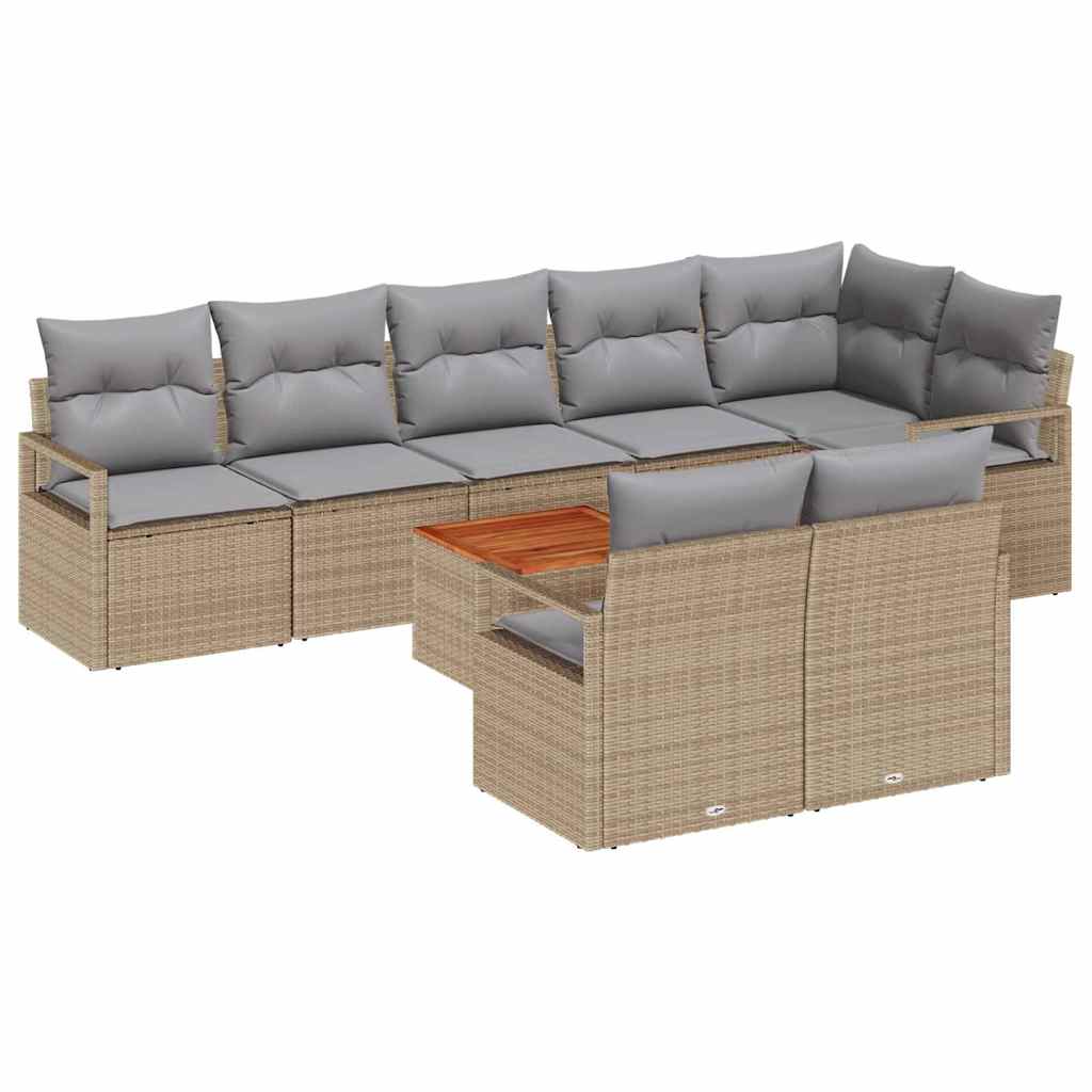 Set de canapele pentru grădină 9 pcs bej și gri deschis GartenMobel Dekor