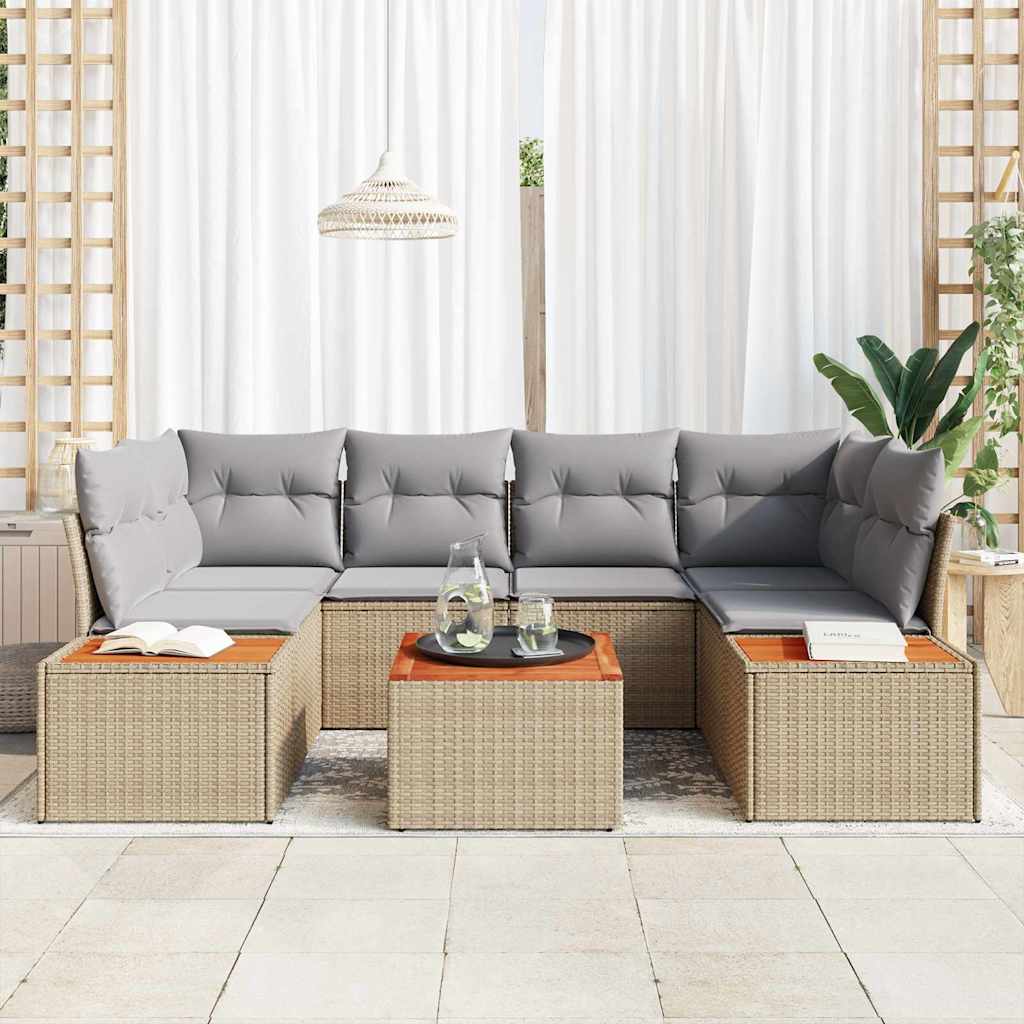Set de canapele pentru grădină cu pernă 6 pcs Bej Rattan poli GartenMobel Dekor