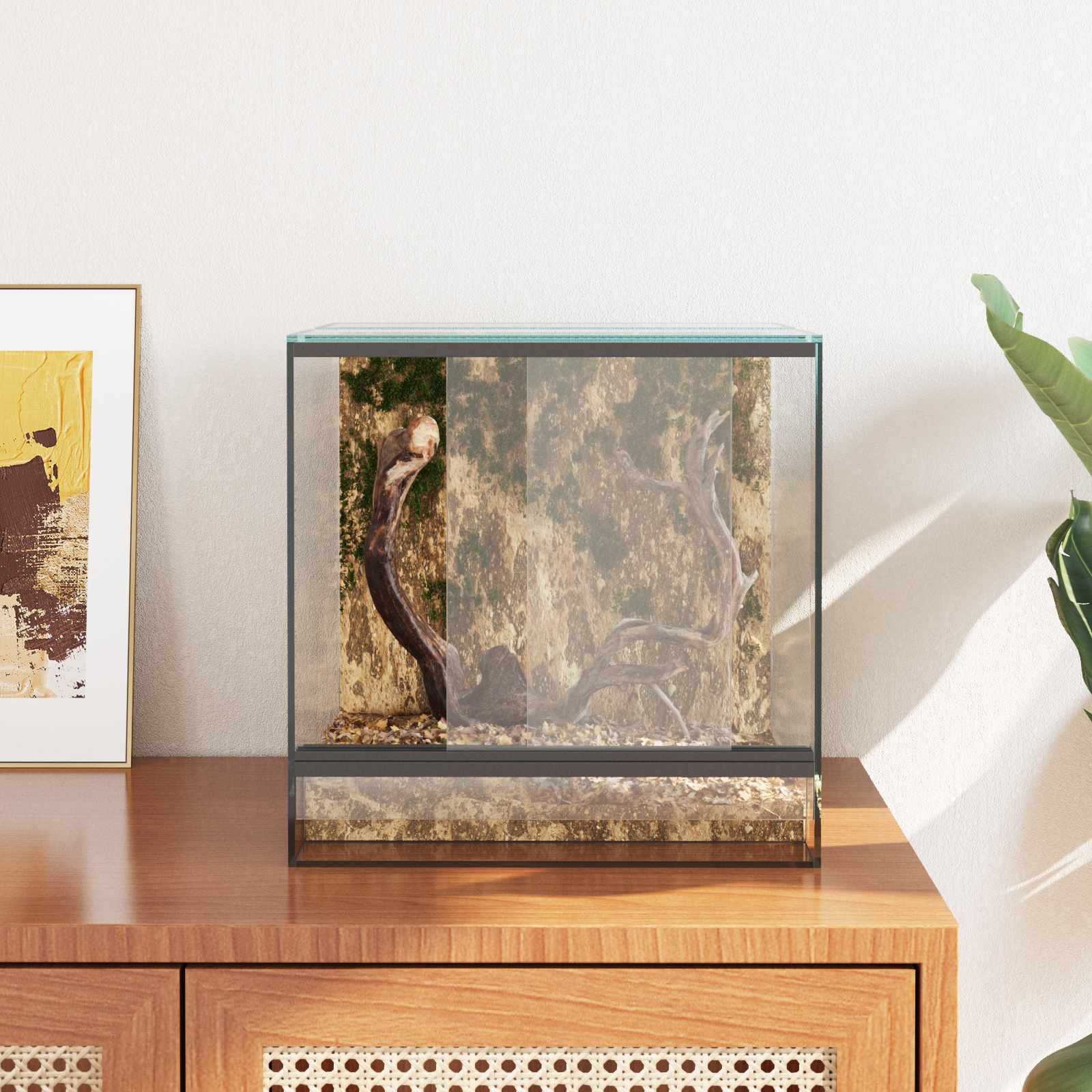 Habită pentru reptile și amfibii Alb 30 x 30 x 30 cm Sticlă GartenMobel Dekor