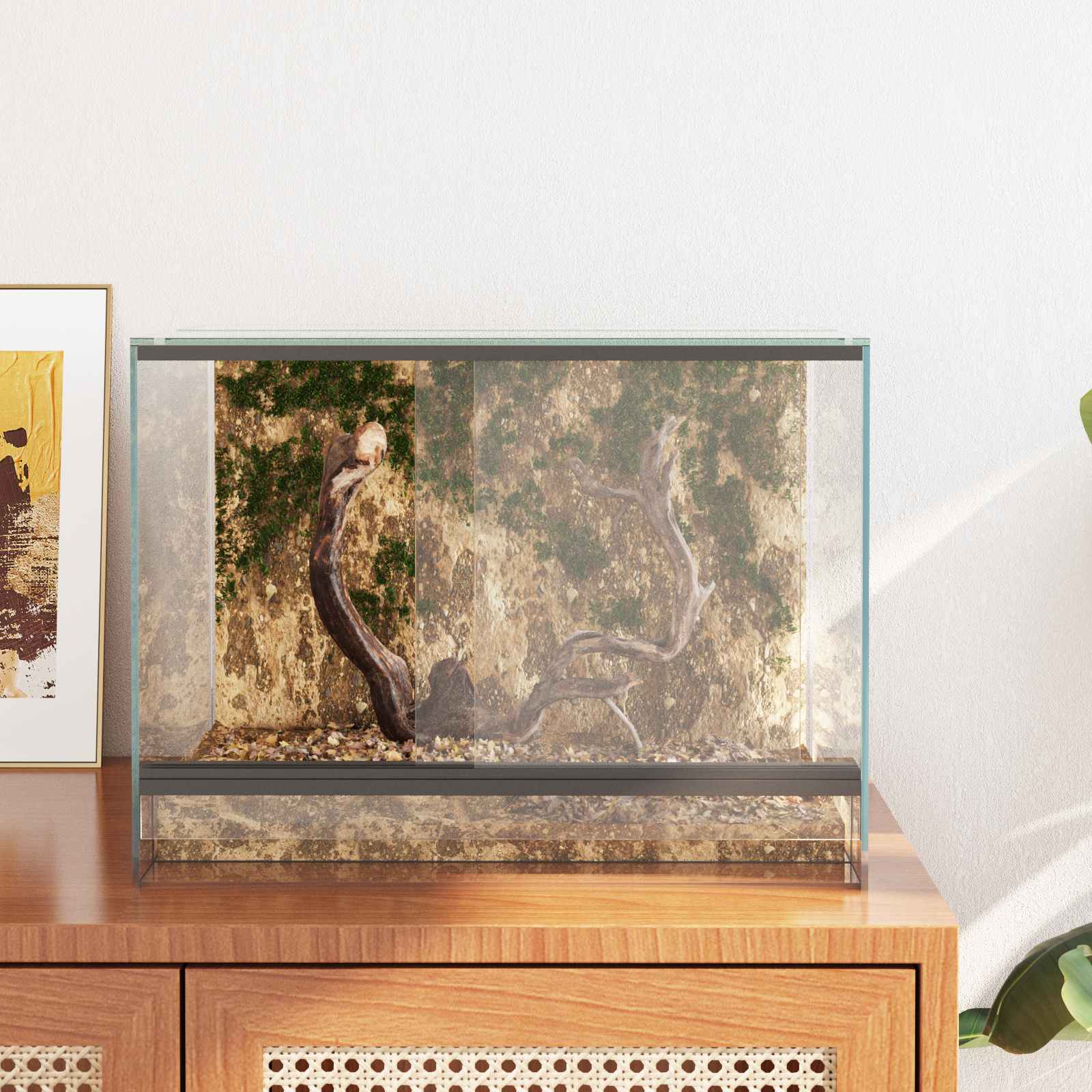 Habită pentru reptile și amfibii Alb 40 x 30 x 30 cm Sticlă GartenMobel Dekor