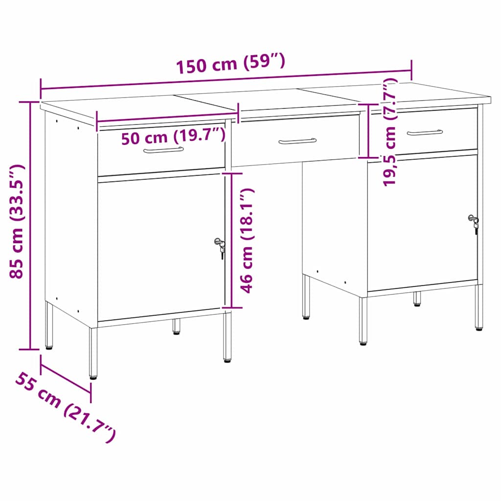 Dulap de lucru cu sertar cu blocare 3 pcs Roșu 150 x 55 x 85 cm GartenMobel Dekor