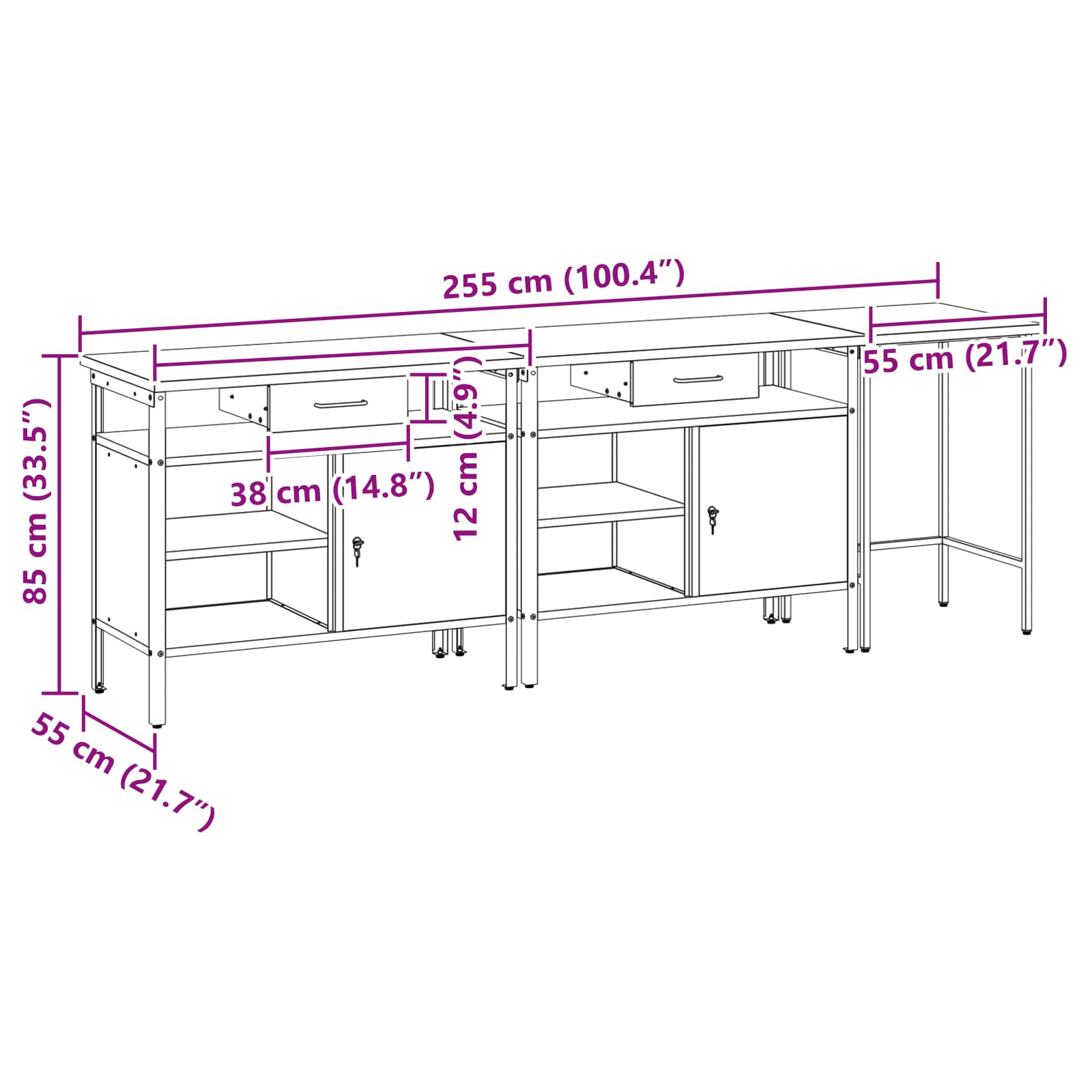 Set banc de lucru cu raft 3 pcs Negru Oțel vopsit electrostatic GartenMobel Dekor