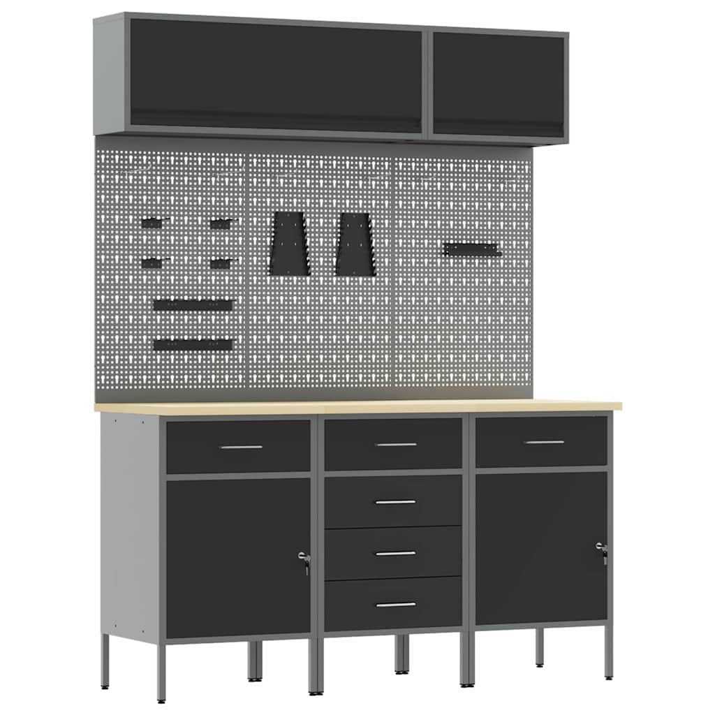 Set de dulapuri de lucru cu sertar cu depozitare 8 pcs Negru GartenMobel Dekor