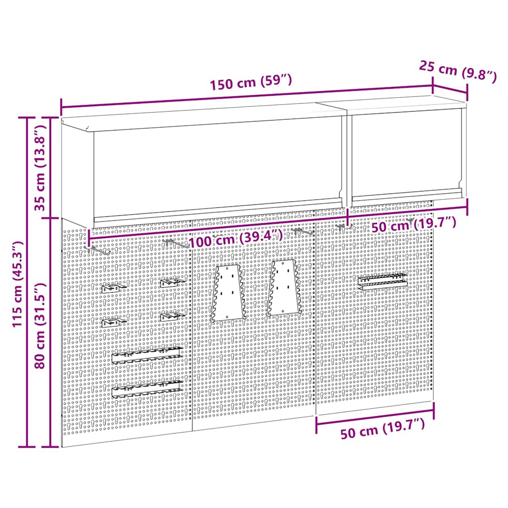 Set dulap de unelte 5 pcs Roșu Oțel vopsit electrostatic GartenMobel Dekor