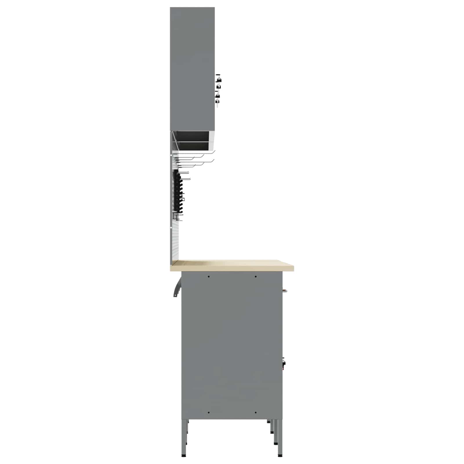 Banc de lucru cu sertar 10 pcs Negru 200 x 55 x 200 cm Oțel GartenMobel Dekor