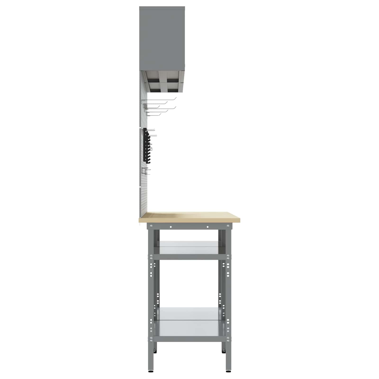 Set banc de lucru cu raft 8 pcs Gri Oțel vopsit electrostatic GartenMobel Dekor