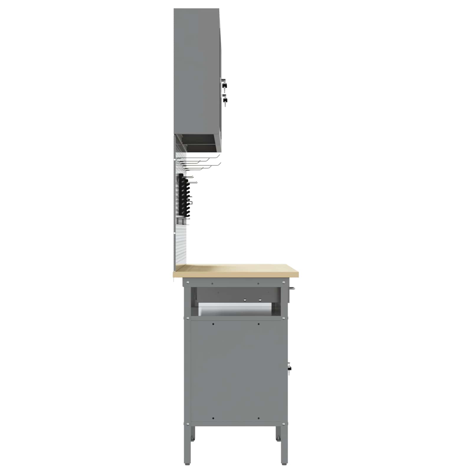 Set banc de lucru cu raft 8 pcs Negru Oțel vopsit electrostatic GartenMobel Dekor