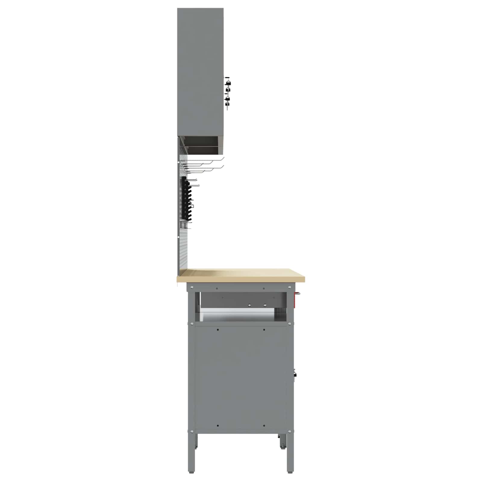 Set banc de lucru cu sertar 8 pcs Roșu 200 x 55 x 200 cm Oțel GartenMobel Dekor